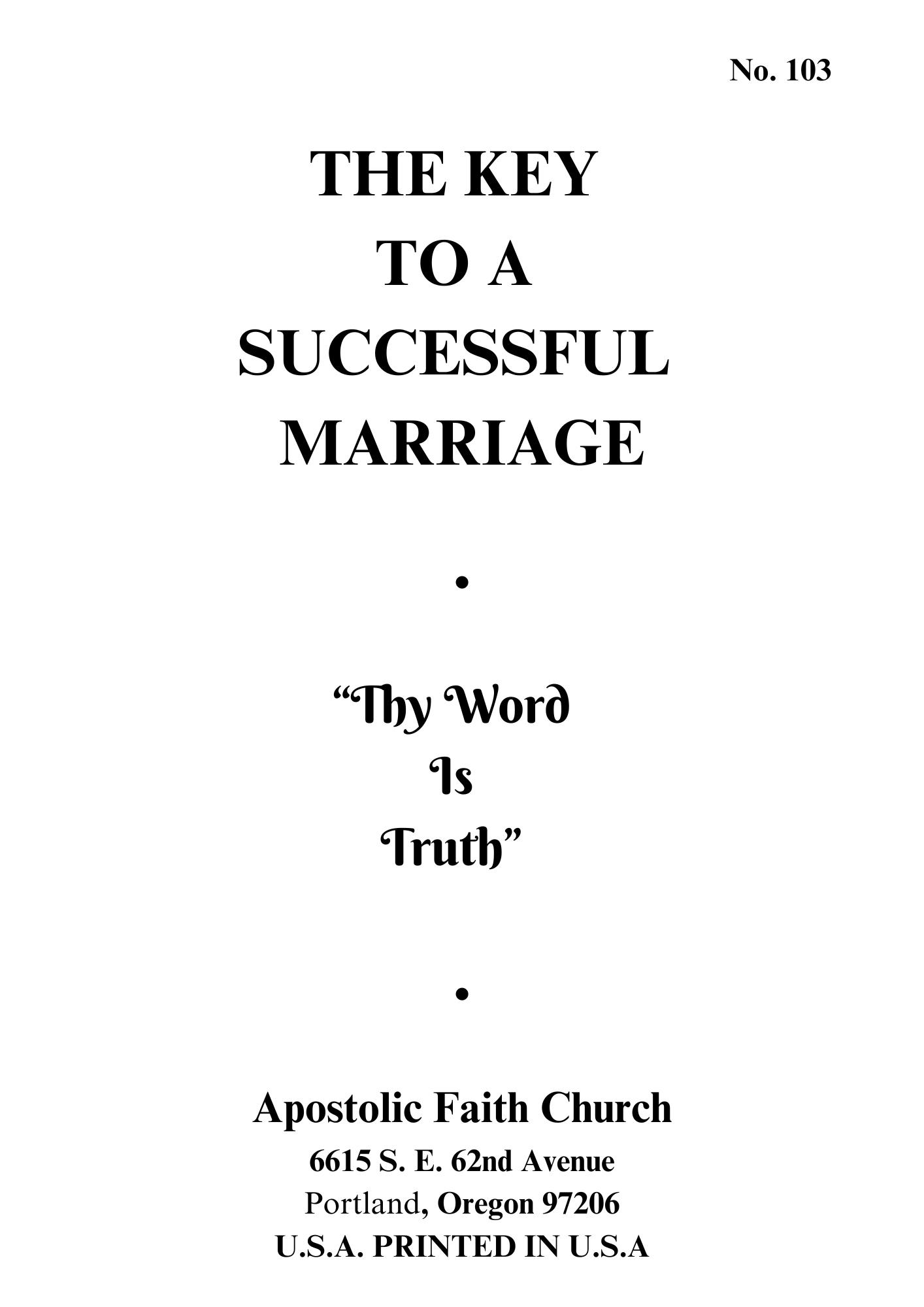 The Key to a Successful Marriage